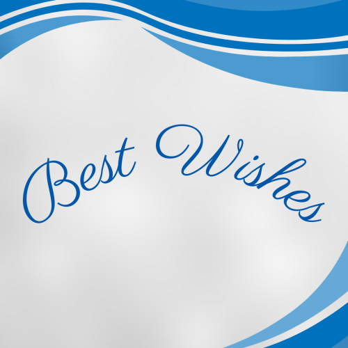 Blue and white color wish card, Best Wishes.
