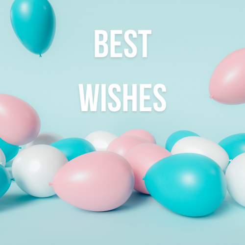 Multicolor balloons on a design, Best Wishes.