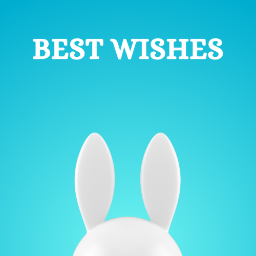 Blue background rabbit ears, Best Wishes.