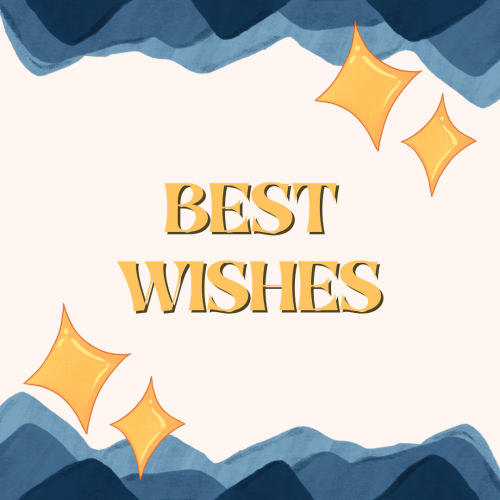 Blue and gold wish card, Best Wishes.