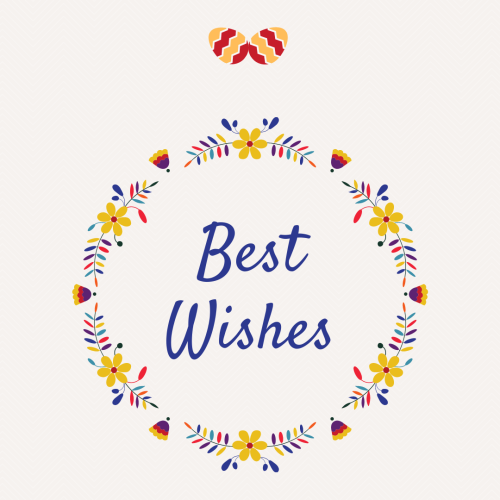 Best wishes, flowers in circle shape.