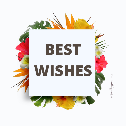 Best Wishes, flowers on the back of sticky note.