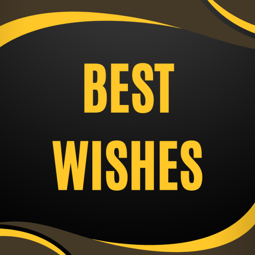 Black and yellow color wish card, Best Wishes.
