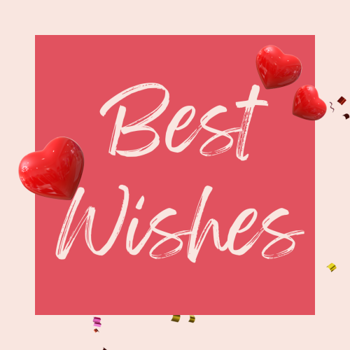 Red heart on a wish card,  Best Wishes.