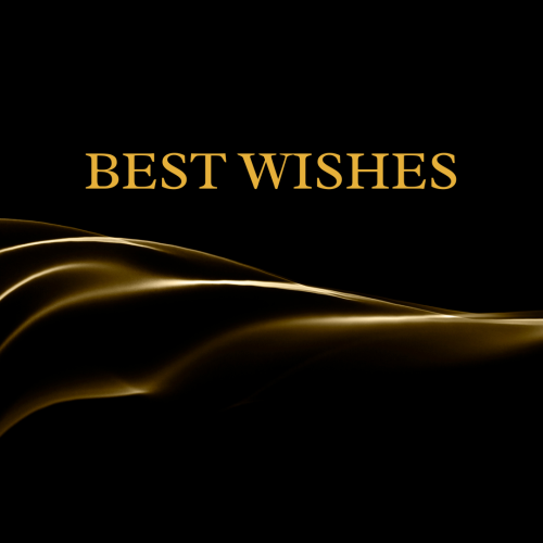 Black and golden wish card, Best Wishes.