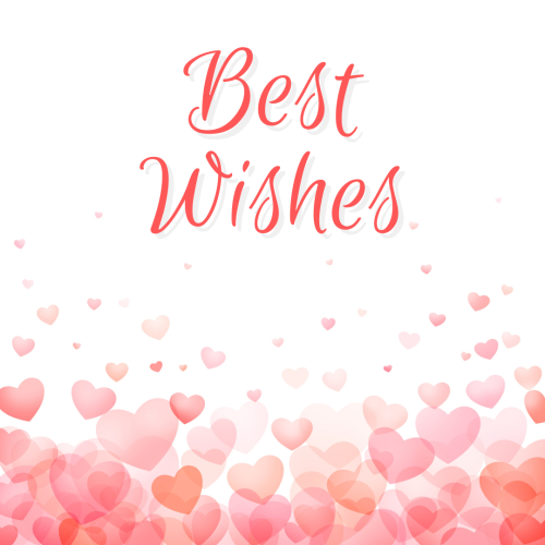 Pink light hearts in bottom, Best Wishes.