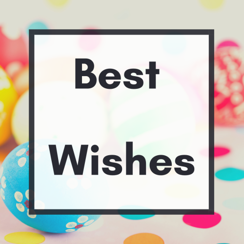 Best wishes, color eggs on background.