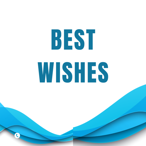 White and blue wish card, Best Wishes.