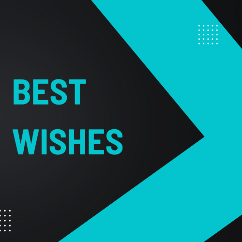 Best Wishes, blue and black wish card.