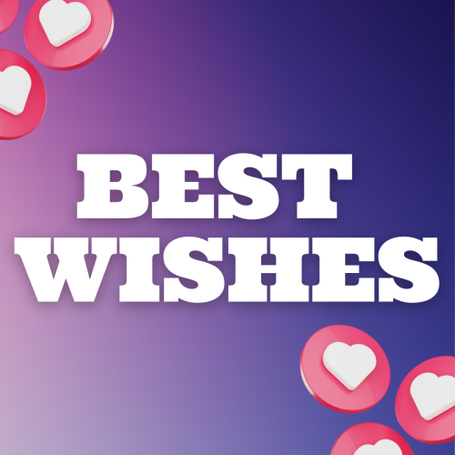 Hearts on purple background, Best Wishes.