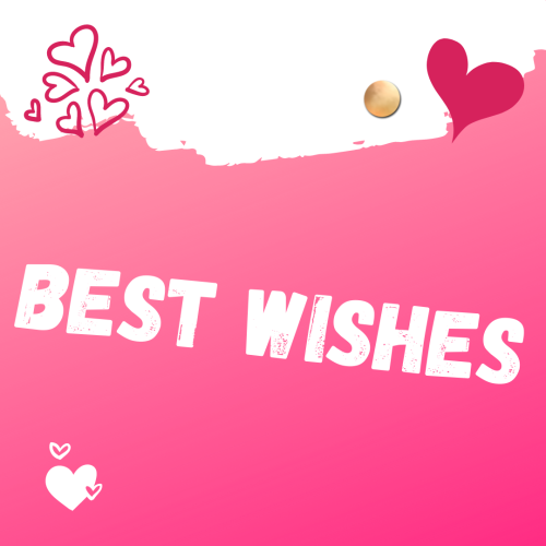 Best wishes, white and pink color wish card.