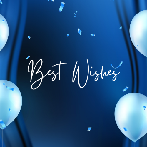Best Wishes, balloons on blue background.