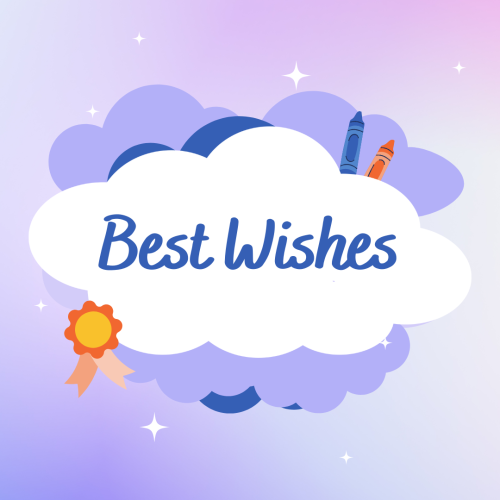 Best Wishes, purple and white cloud.