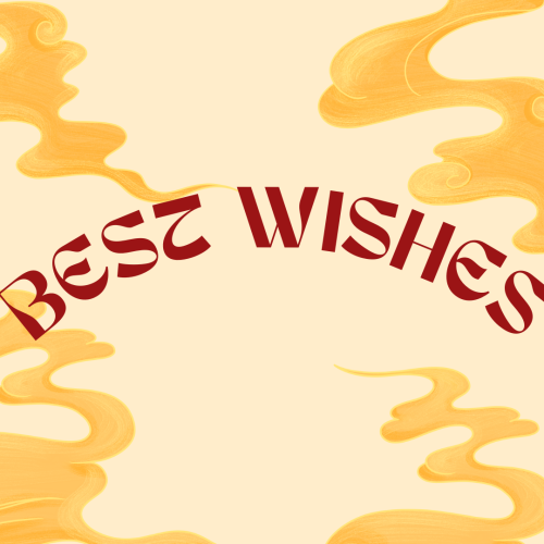 Golden layers on a off white background, Best Wishes.