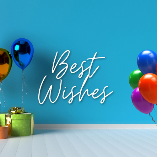 Lots of colorful balloons, Best Wishes.