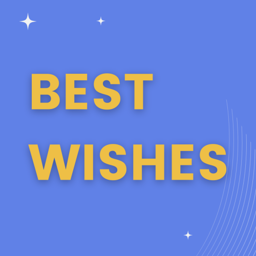Best Wishes, simple blue background.