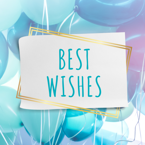 Shiny blue balloons on a background, Best Wishes.