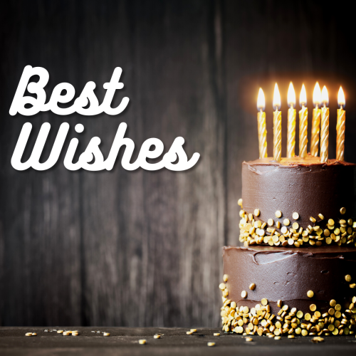 Candle blowing on a chocolate cake, Best Wishes.