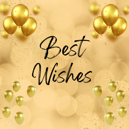 Golden balloons on golden background,  Best Wishes.