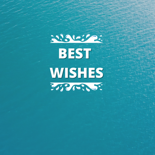 Best Wishes, a sea view on the background.