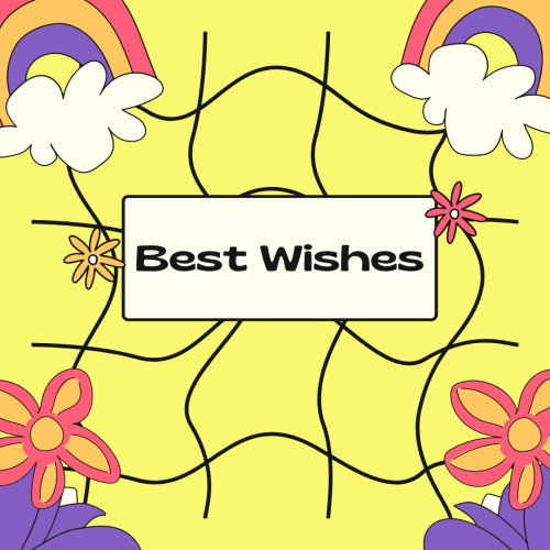 Flowers on a yellow background, Best Wishes.
