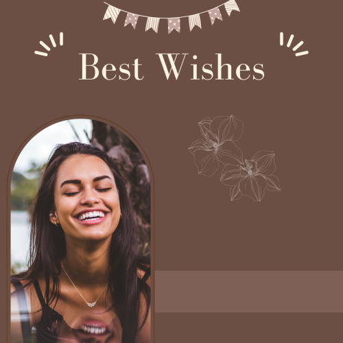 Brown background and beautiful girl photo, Best Wishes.