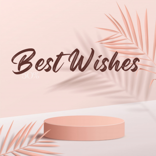 Best wishes, pink theme wish card.