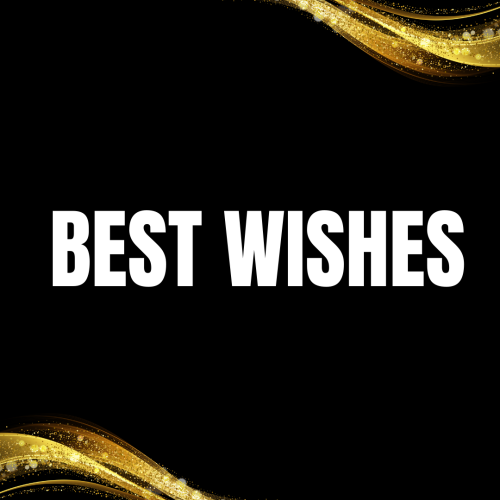 Black and gold wish card design, Best Wishes.