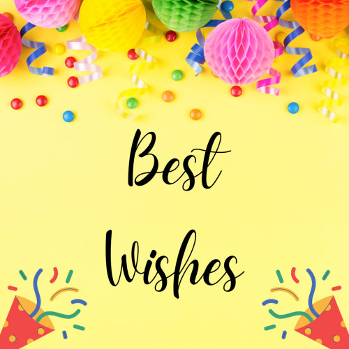 Yellow background and birthday items on it, Best Wishes.