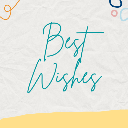 Best wishes, yellow and white simple wish card.