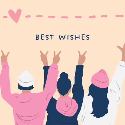 Best Wishes, color rainbow clouds and flowers.