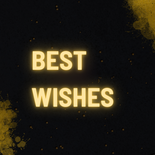 Golden and black shiny wish card, Best Wishes.