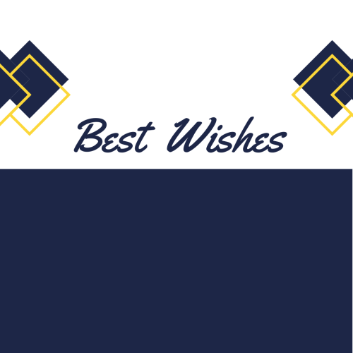 White and blue wish card, Best Wishes.
