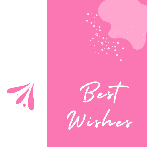 White and pink wish card design, Best Wishes.