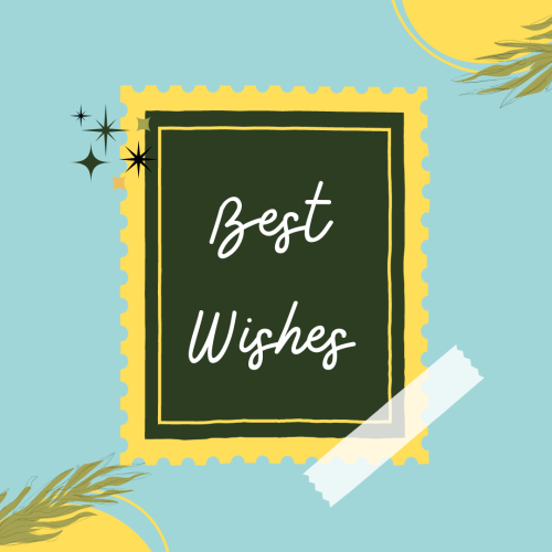 Best Wishes, green and yellow background.