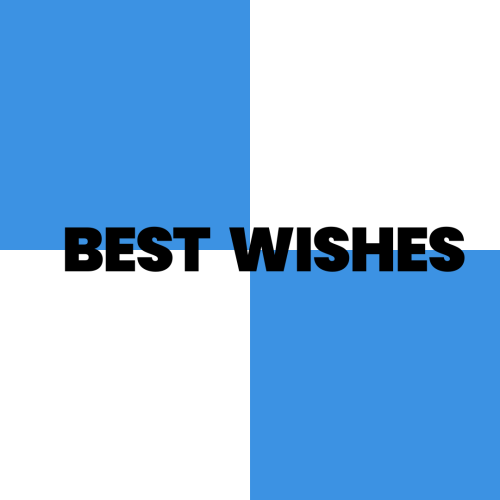 Blue and white color wish card, Best Wishes.