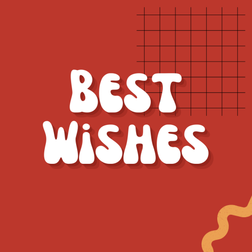 Best wishes, red color wish card.