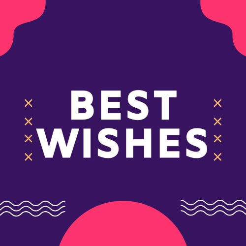 Pink and purple background, Best Wishes.