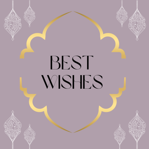 Best Wishes and chandeliers hanging.