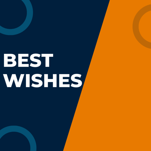 Orange and blue wish card design, Best Wishes.