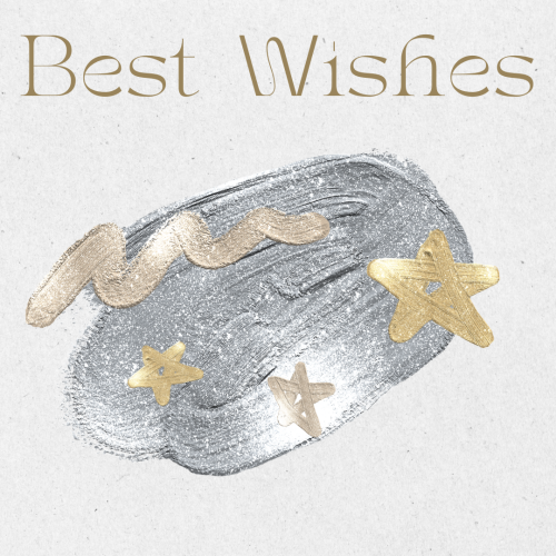 Best wishes, shiny particles on a wish card.