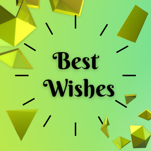 Best Wishes, green particles on a green background.