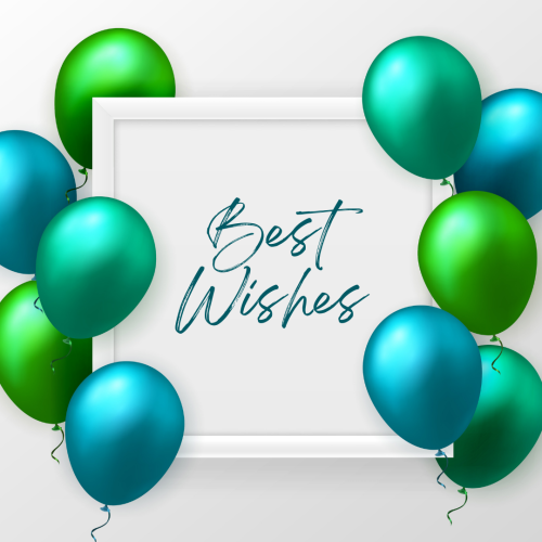 Green and blue wish card, Best Wishes.
