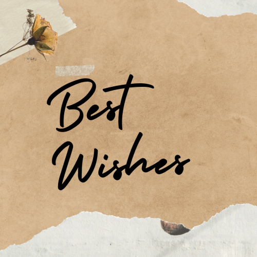 White and brown color wish card design, Best wishes.