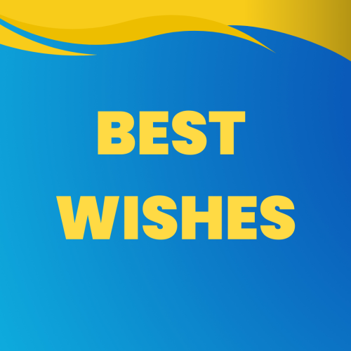 Blue and yellow wish card, Best Wishes.