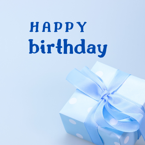 Gift on blue background, Happy Birthday