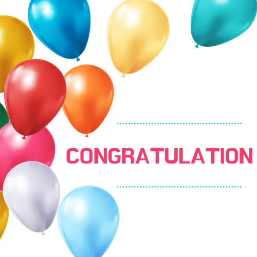 Congratulation, lots of color balloons on white background.