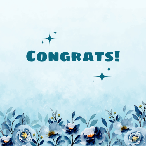 Lots of blue flower on bottom, Congratulations.