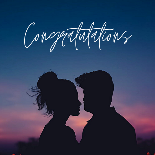 Congratulations, a couple in dark.