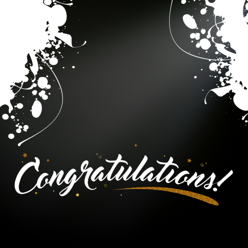 Black and white background, Congratulation.